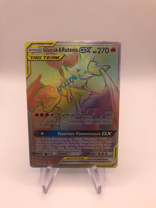 Pokemon Karte GX Tag Team Rainbow Glurak&Rutena 251/236 Deutsch