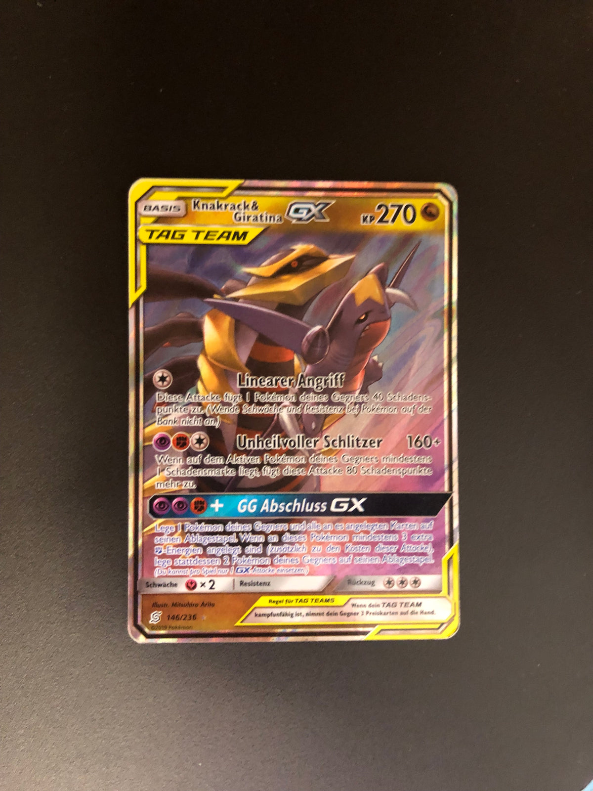 Pokemon Karte Tag Team GX Knakrack & Giratina 146/236 Deutsch
