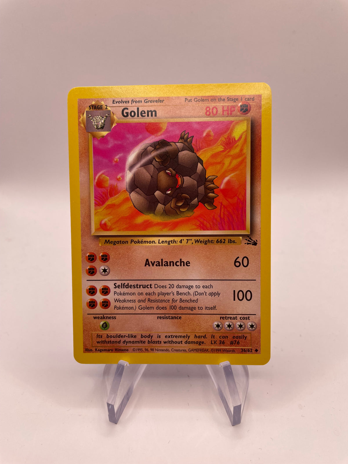 Pokemon Karte Fossil Golem 36/62 Englisch