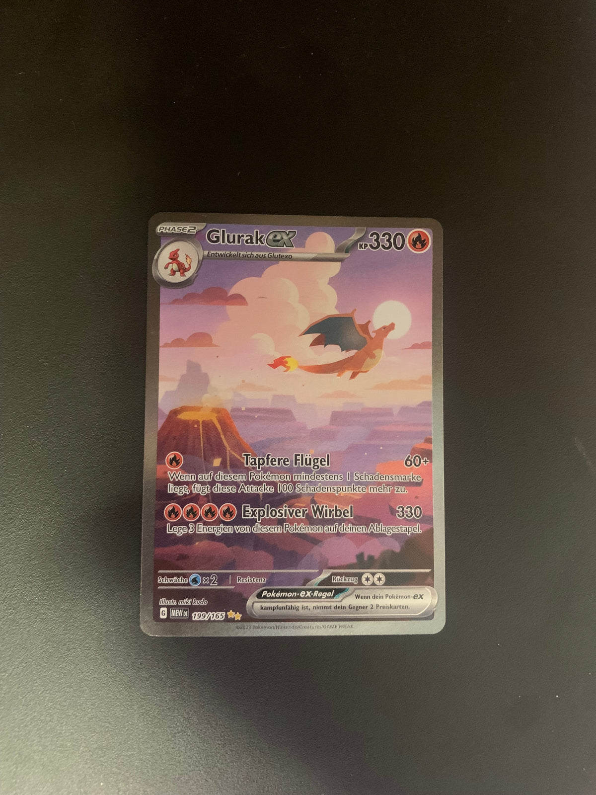 Pokemon Karte EX Alt-Art Glurak 199/165 Deutsch