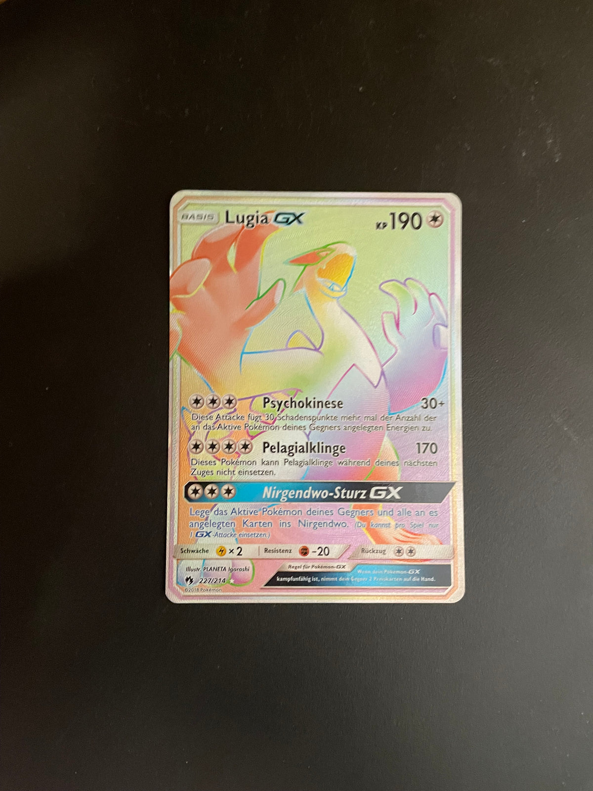 Pokemon Karte Rainbow GX Lugia 227/214 Deutsch