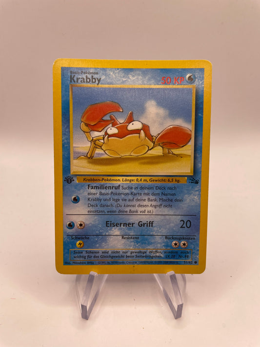 Pokemon Karte Fossil Krabby 51/62 Deutsch