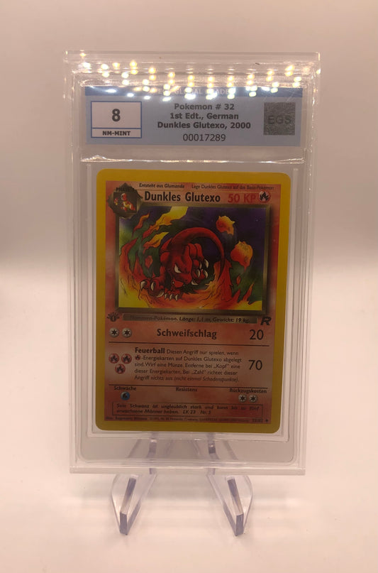 Pokemon Karte EGS 8 Dunkles Glutexo 1st Edition 32/82 Deutsch