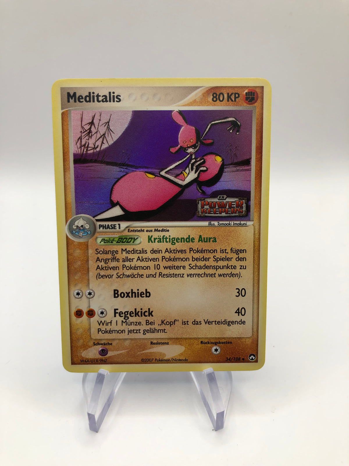 Pokemon Karte Revers Stamp Meditalis 34/108 Deutsch
