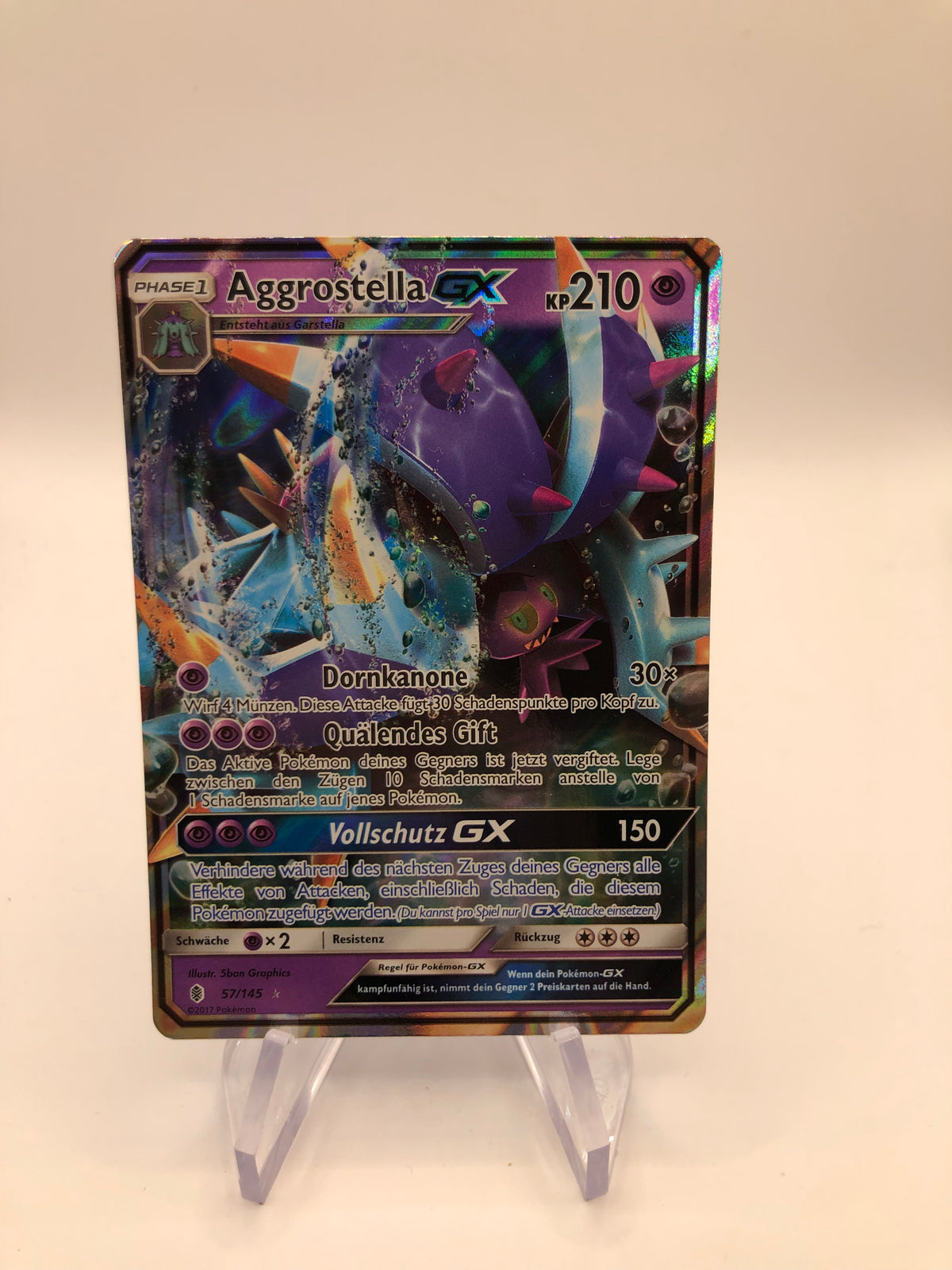 Pokemon Karte GX Aggrostella 57/145 Deutsch
