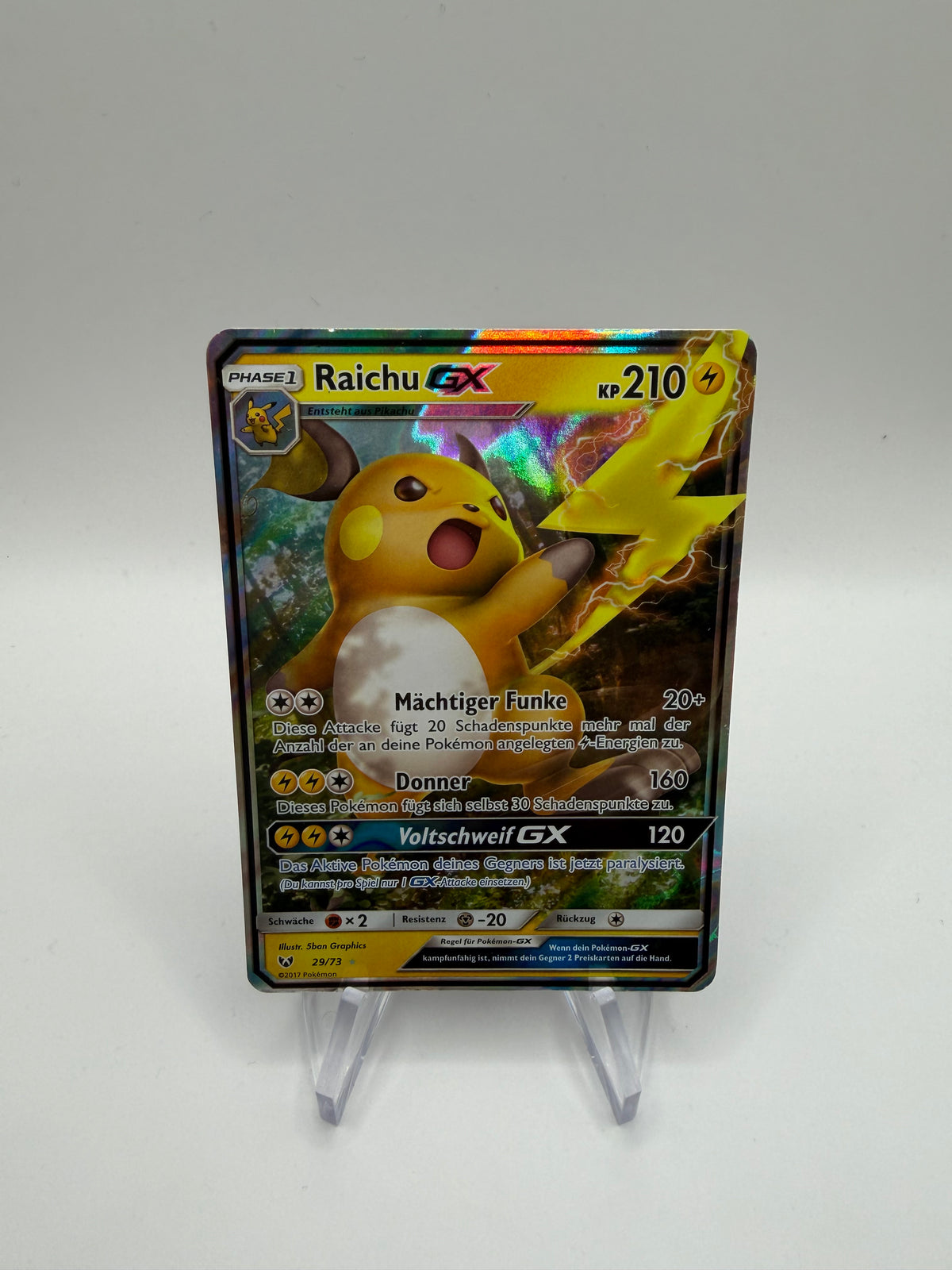 Pokemon Karte GX Raichu 29/73 Deutsch