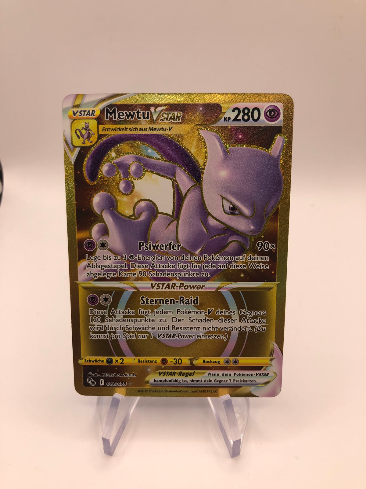 Pokemon Karte Gold Vstar Mewtu 86/78 Deutsch