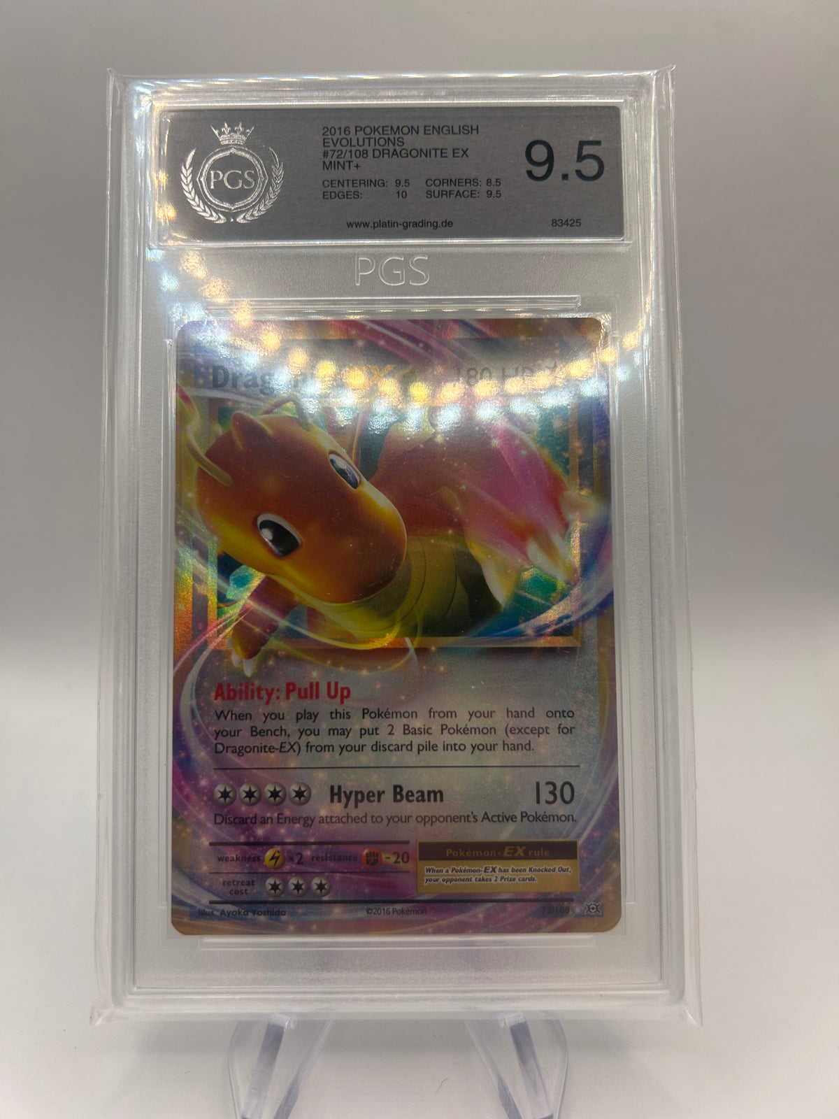 Pokemon Karte Ex PGS 9,5 Dragoran 72/108 Englisch