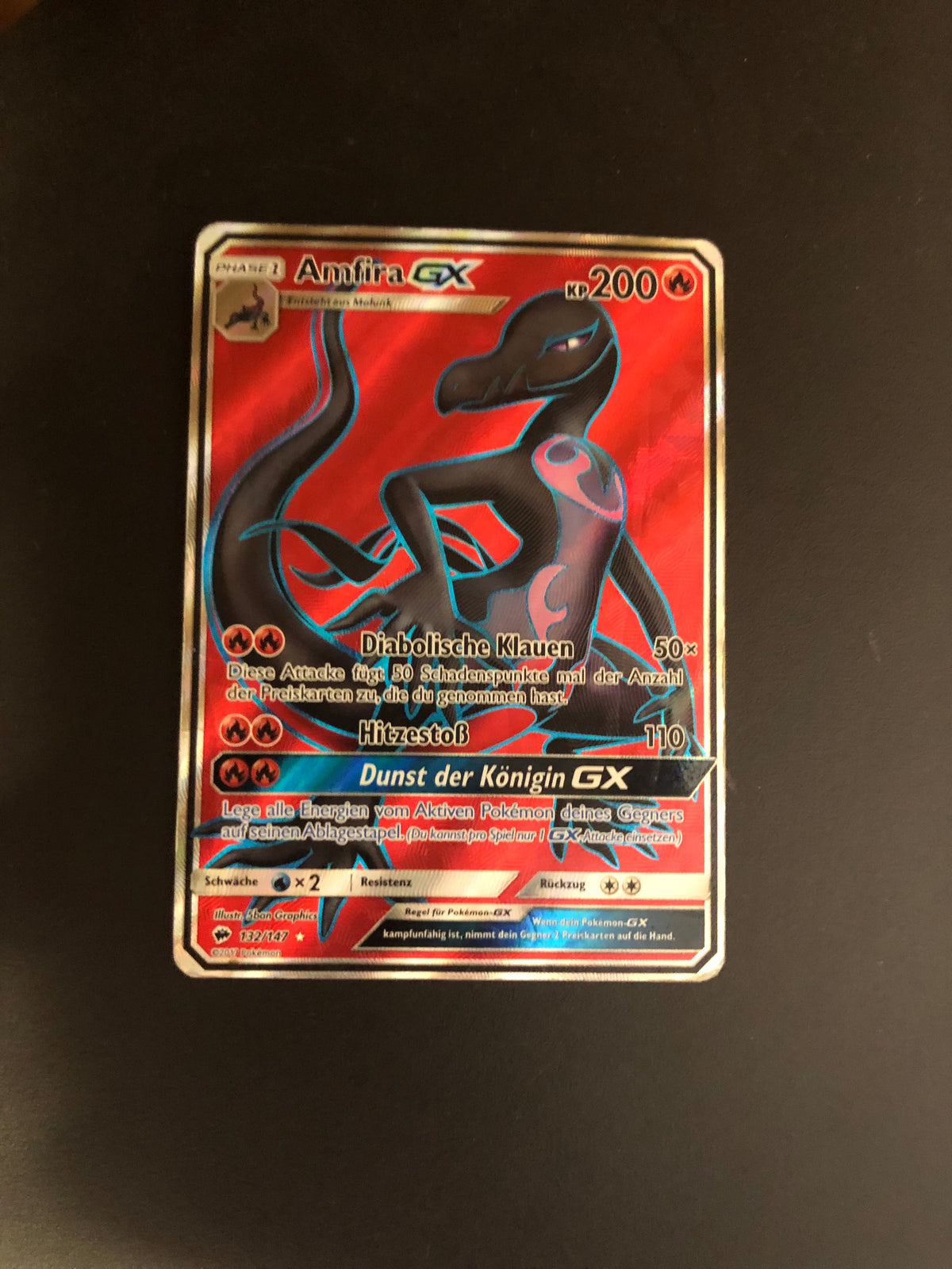 Pokemon Karte GX Fullart Amfira 132/147 Deutsch
