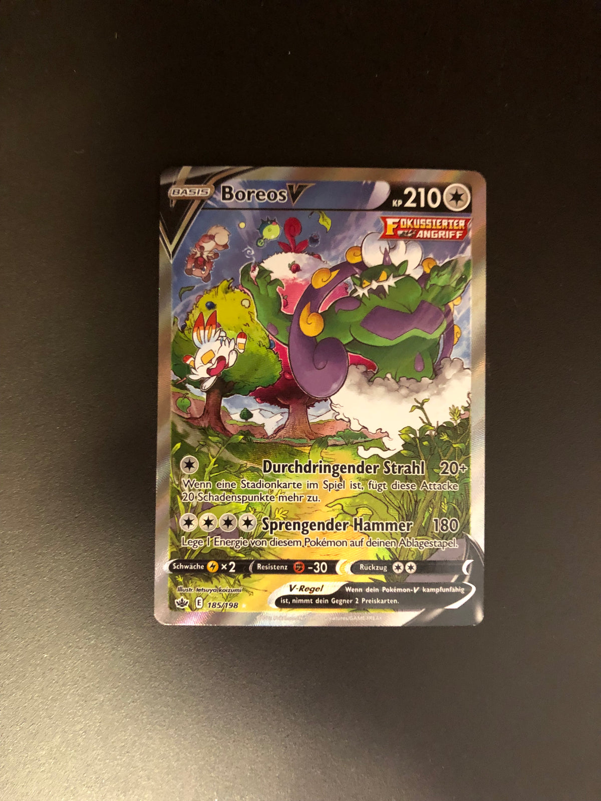 Pokemon Karte Alt-Art V Boreos 185/198 Deutsch