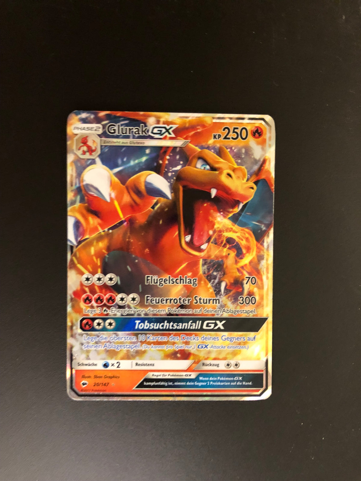 Pokemon Karte GX Glurak 20/147 Deutsch