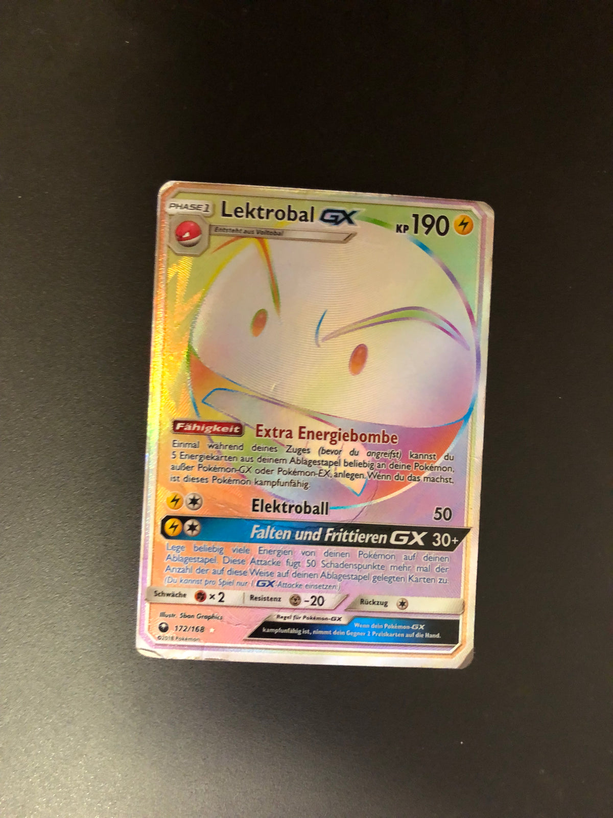 Pokemon Karte GX Rainbow Lektroba 172/168 Deutsch
