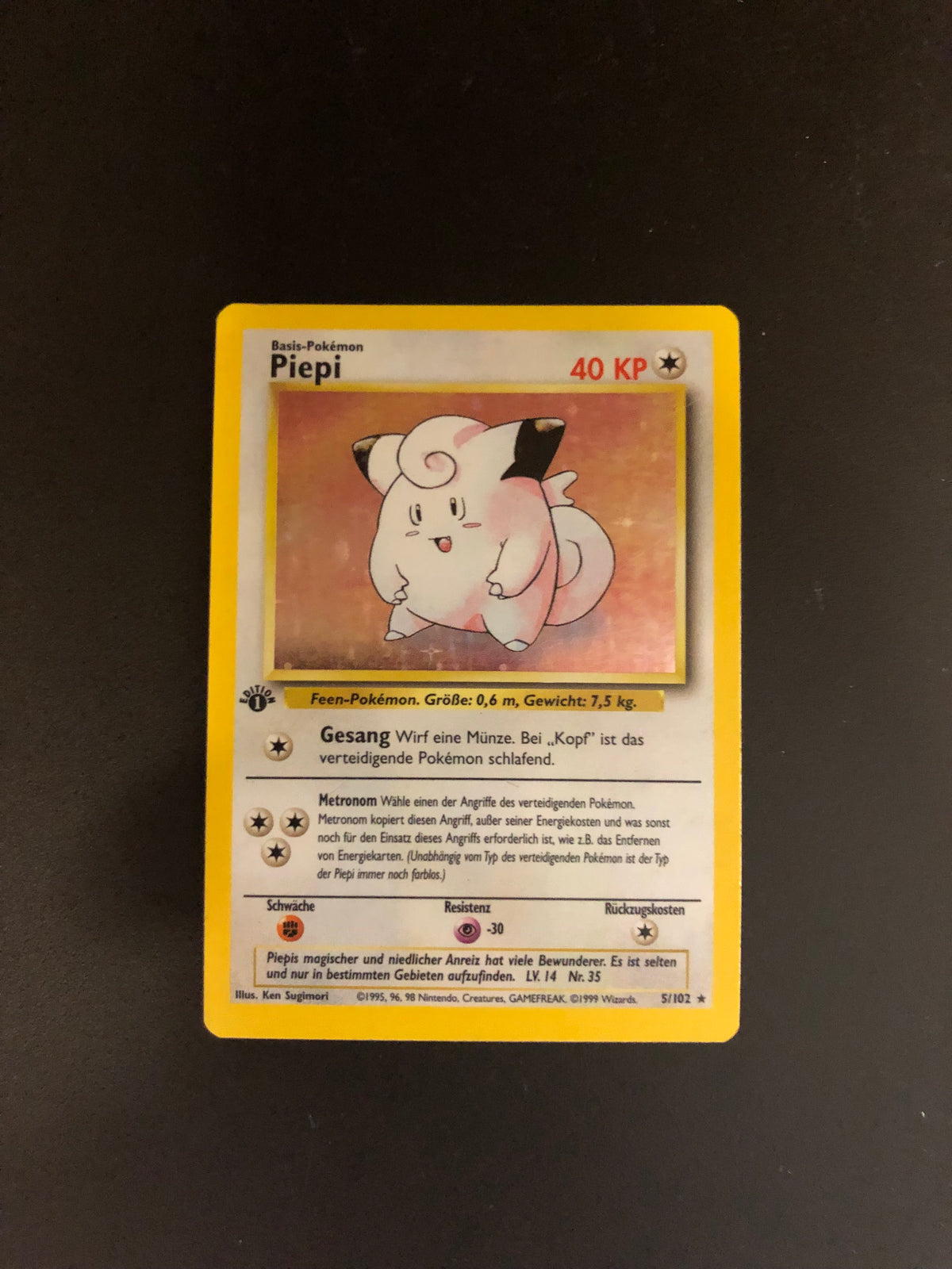 Pokemon Karte Holo 1.Edition Base Set Piepi 5/102 Deutsch