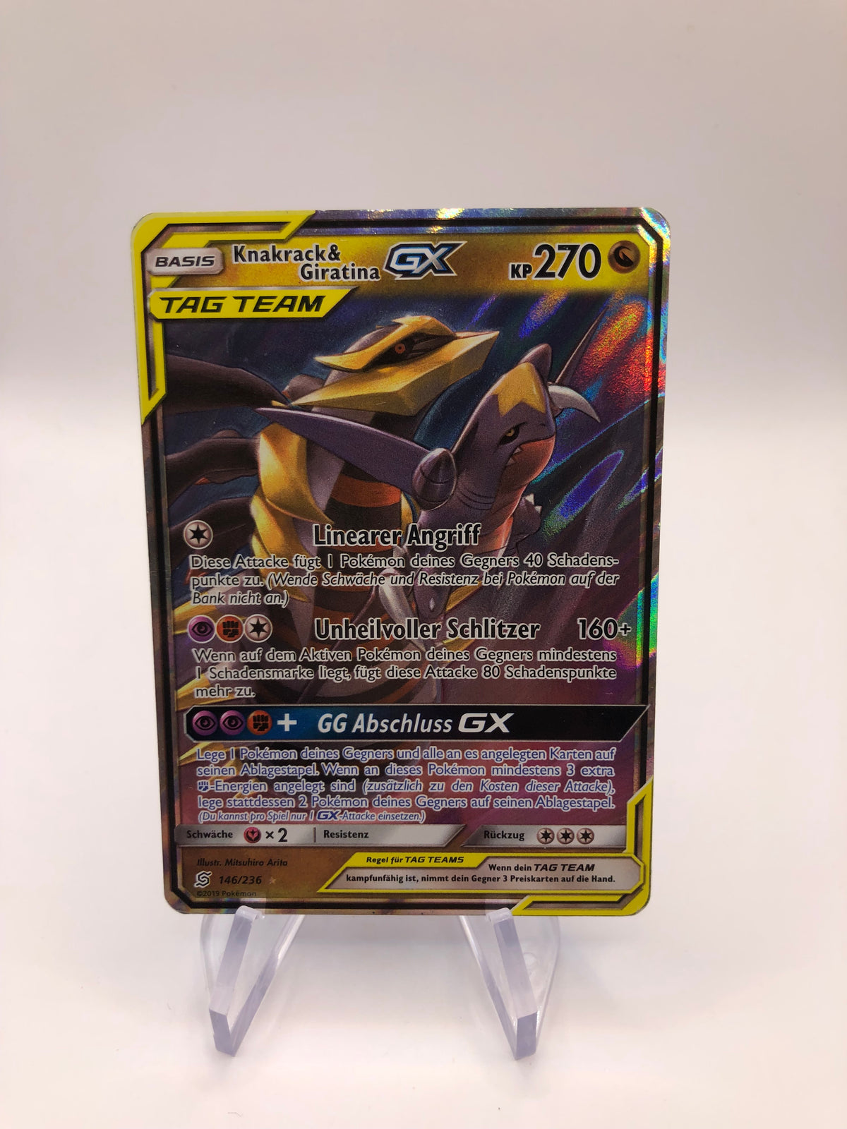 Pokemon Karte Tag Team GX Knakrack & Giratina 146/236 Deutsch
