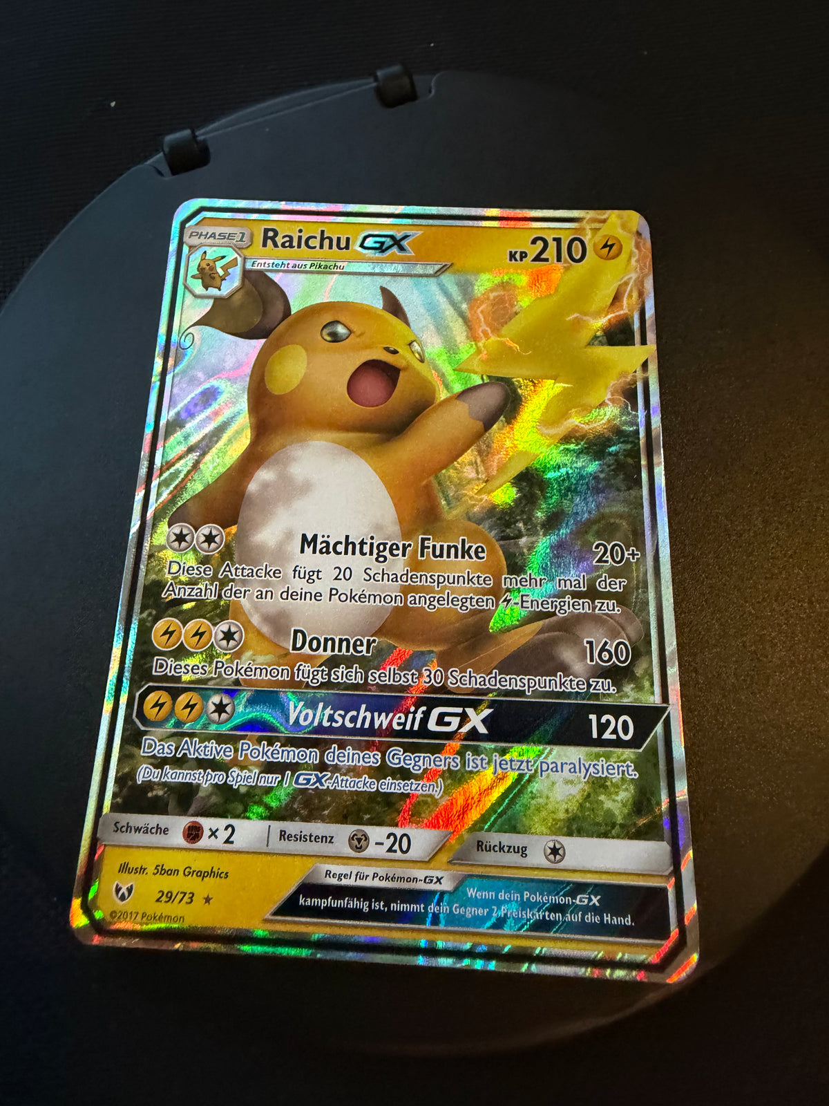 Pokemon Karte GX Raichu 29/73 Deutsch