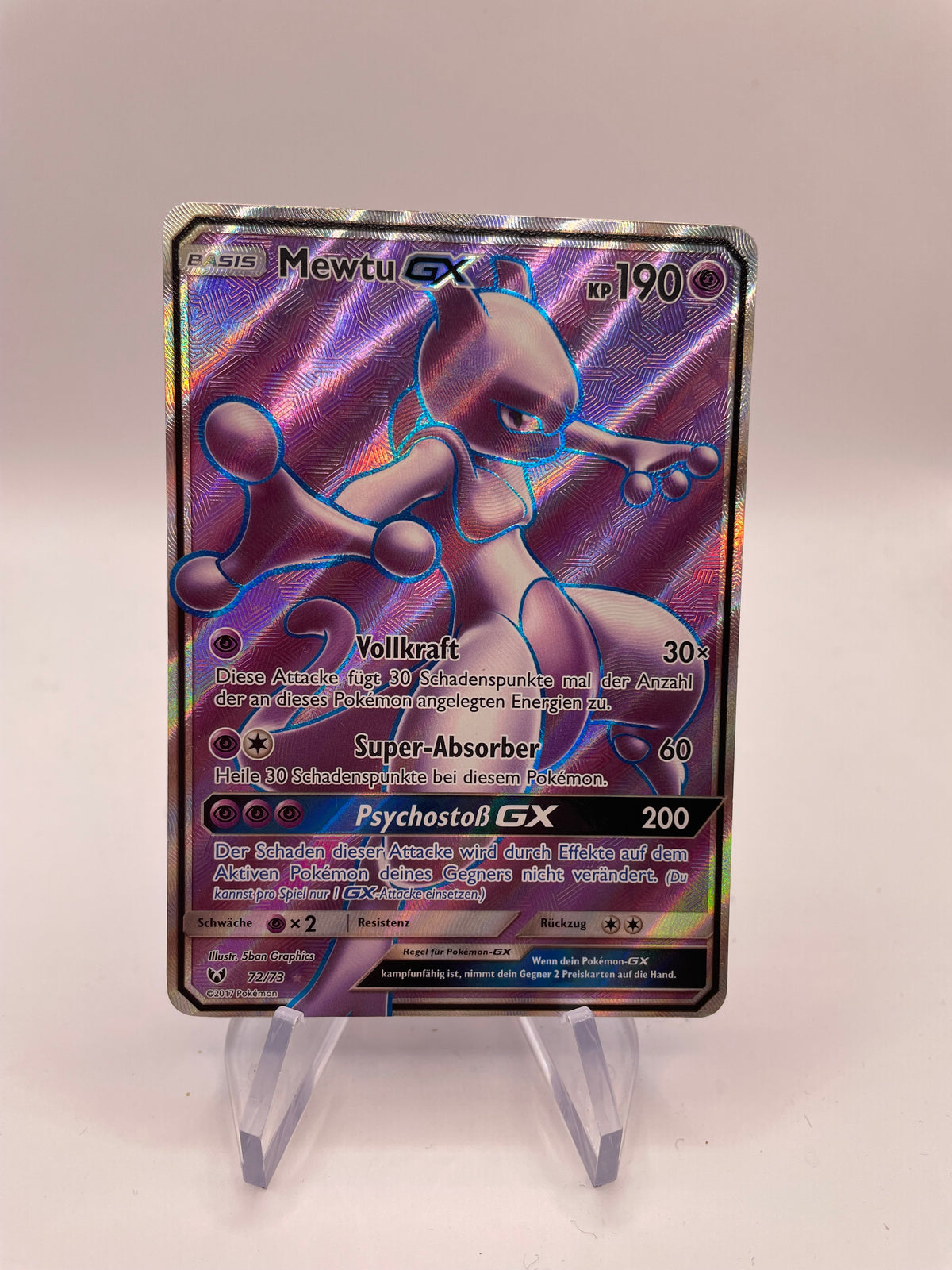 Pokemon Karte GX Fullart Mewtu 72/73 Deutsch
