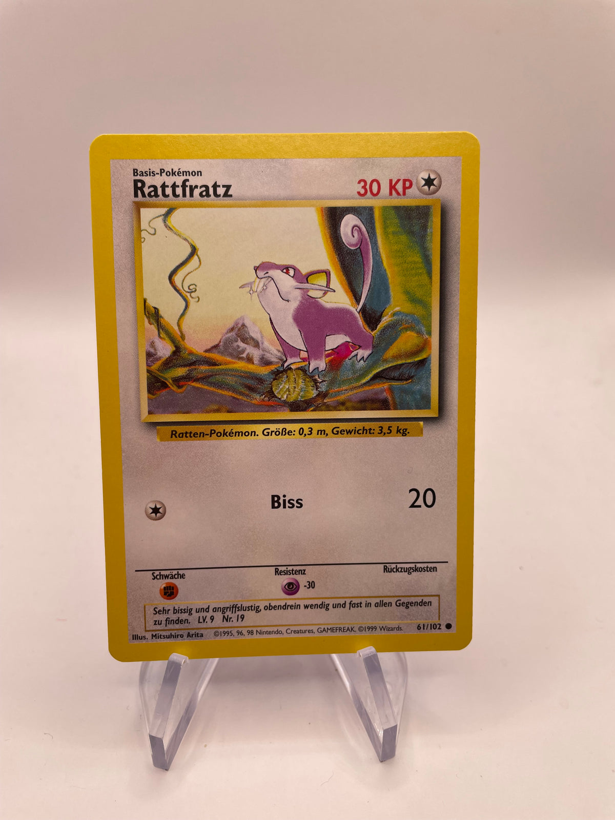 Pokemon Karte Base Set Rattfratz 61/102 Deutsch