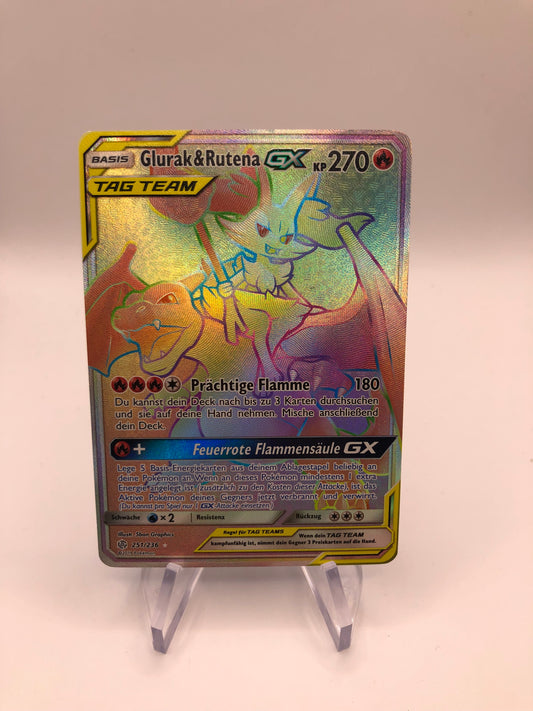Pokemon Karte GX Tag Team Rainbow Glurak&Rutena 251/236 Deutsch
