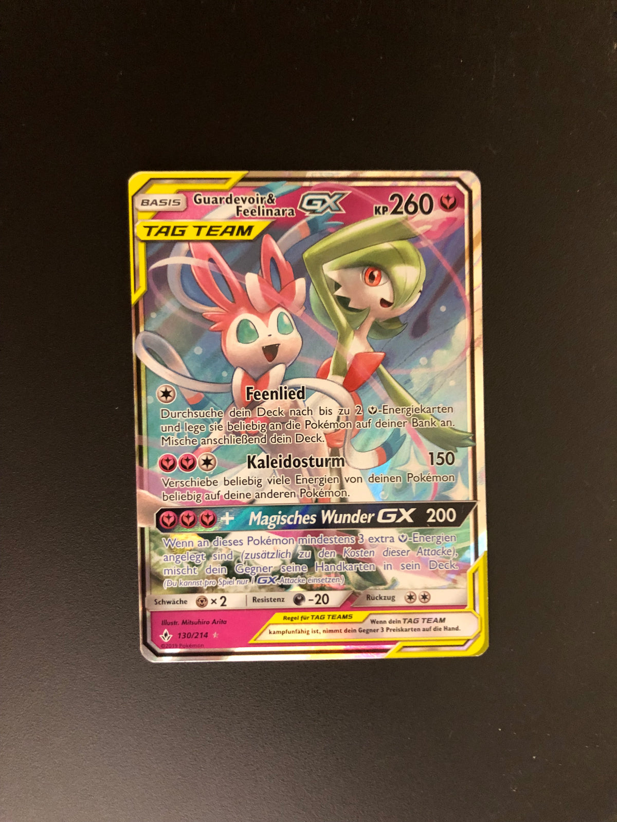 Pokemon Karte GX Tag Team Guardevoir & Feelinara 130/214 Deutsch