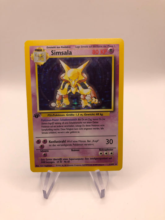 Pokemon Karte Holo 1.Edition Base Set Simsala 1/102 Deutsch