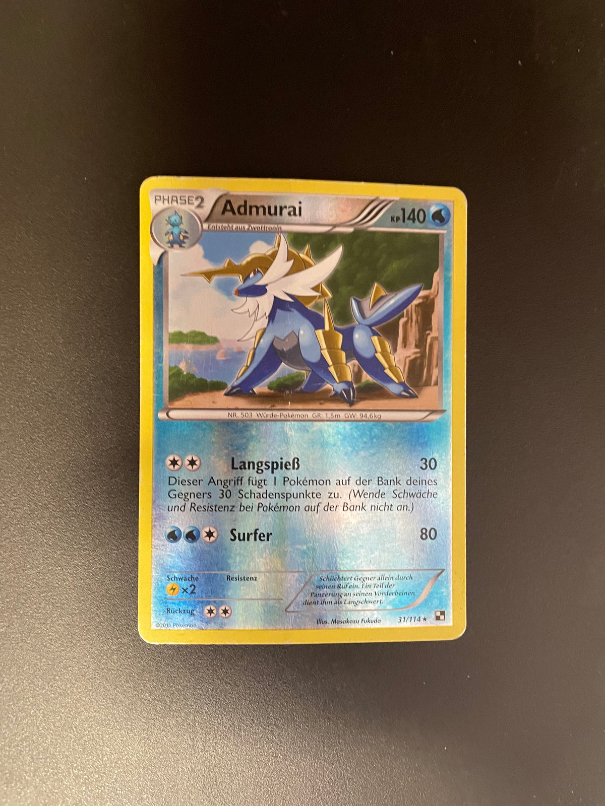 Pokemon Karte Revers Admurai 31/114 Deutsch