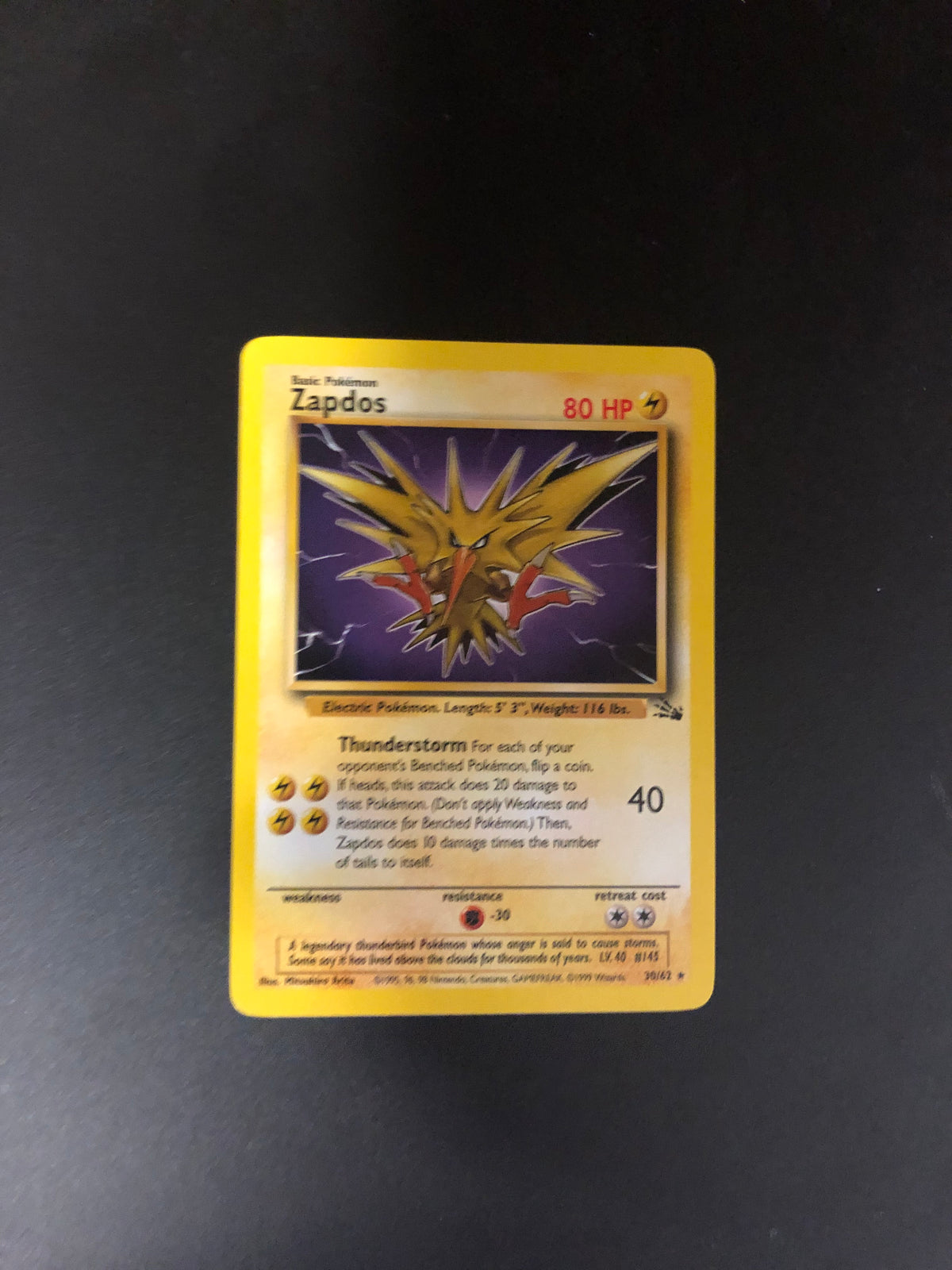 Pokemon Karte Fossil Zapdos 30/62 Englisch