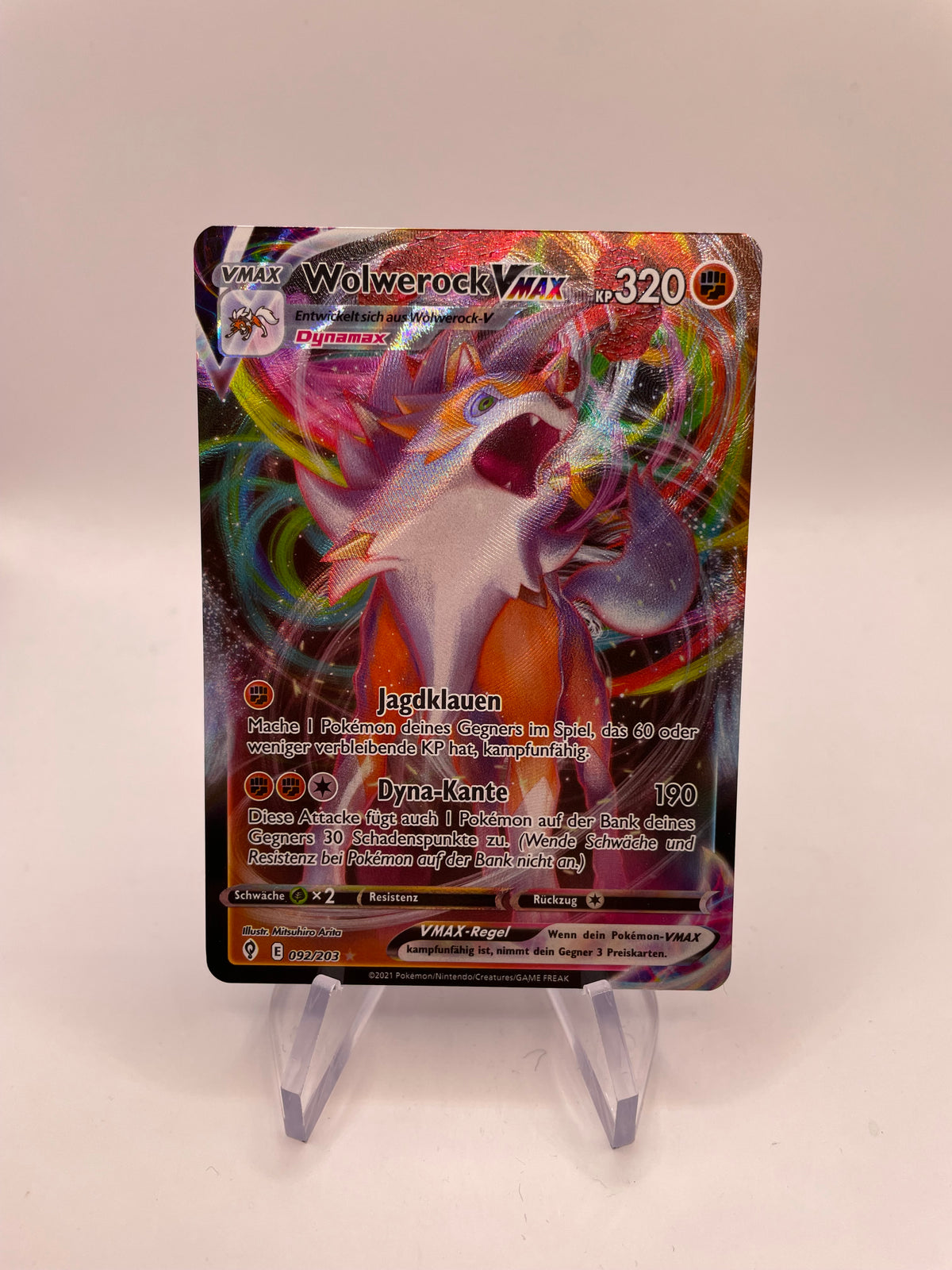Pokémon Karte VMax Wolwerock 92/203 Deutsch