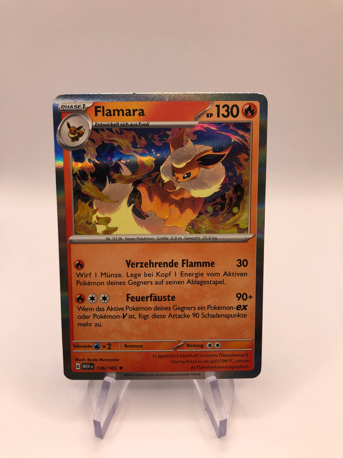 Pokemon Karte Revers Flamara 136/165 Deutsch
