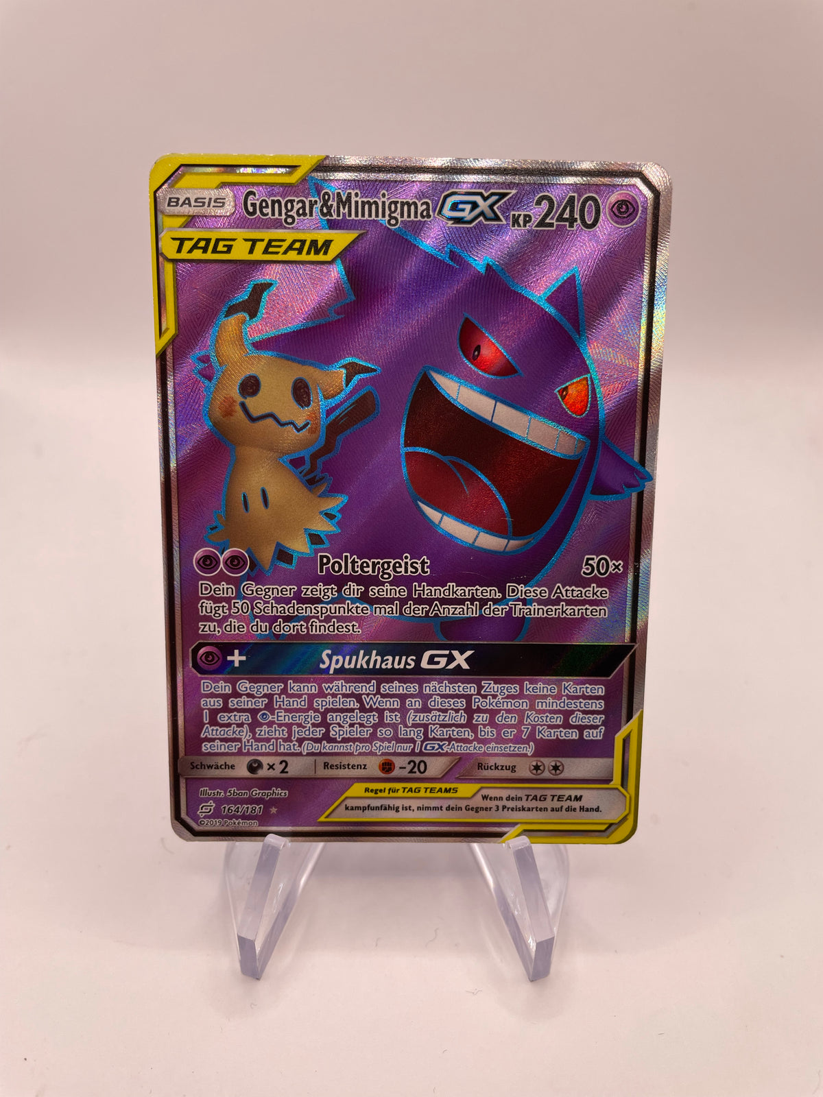 Pokemon Karte GX Tag Team Gengar&Mimigma 164/181 Deutsch