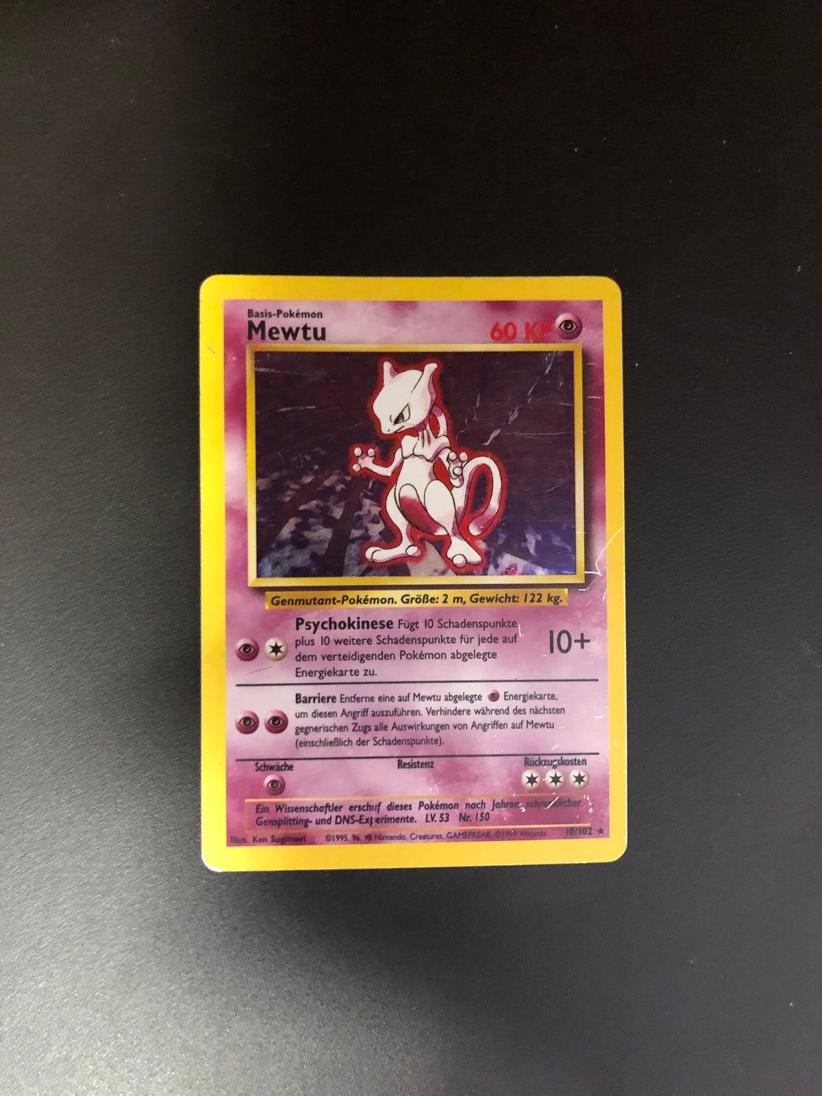 Pokemon Karte Holo Base-Set Mewtu 10/102 Deutsch