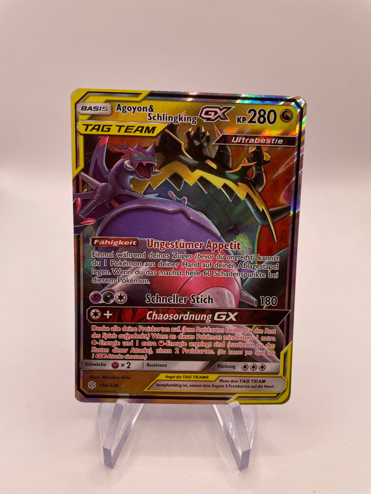 Pokemon Karte Agoyon & Schlingking GX Tagteam 158/236 Deutsch