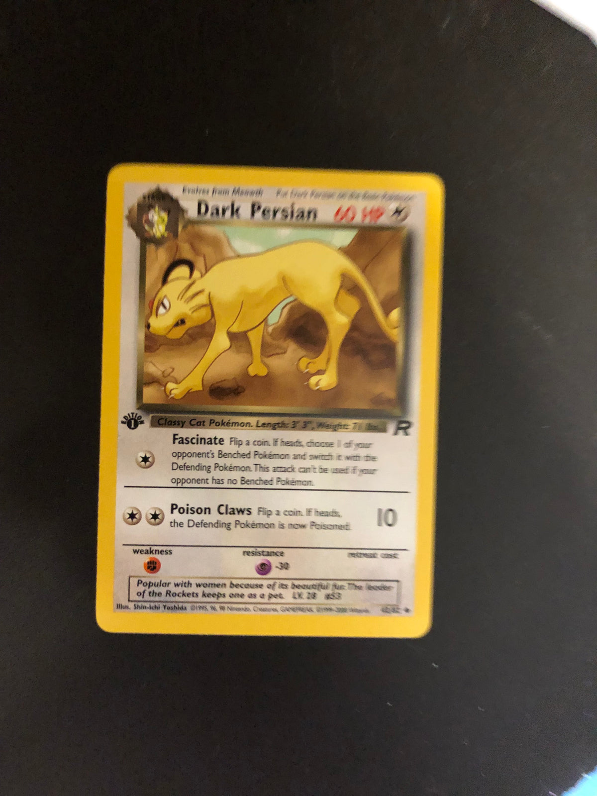 Pokemon Karte 1.Edition Dark Persian 42/82 Englisch