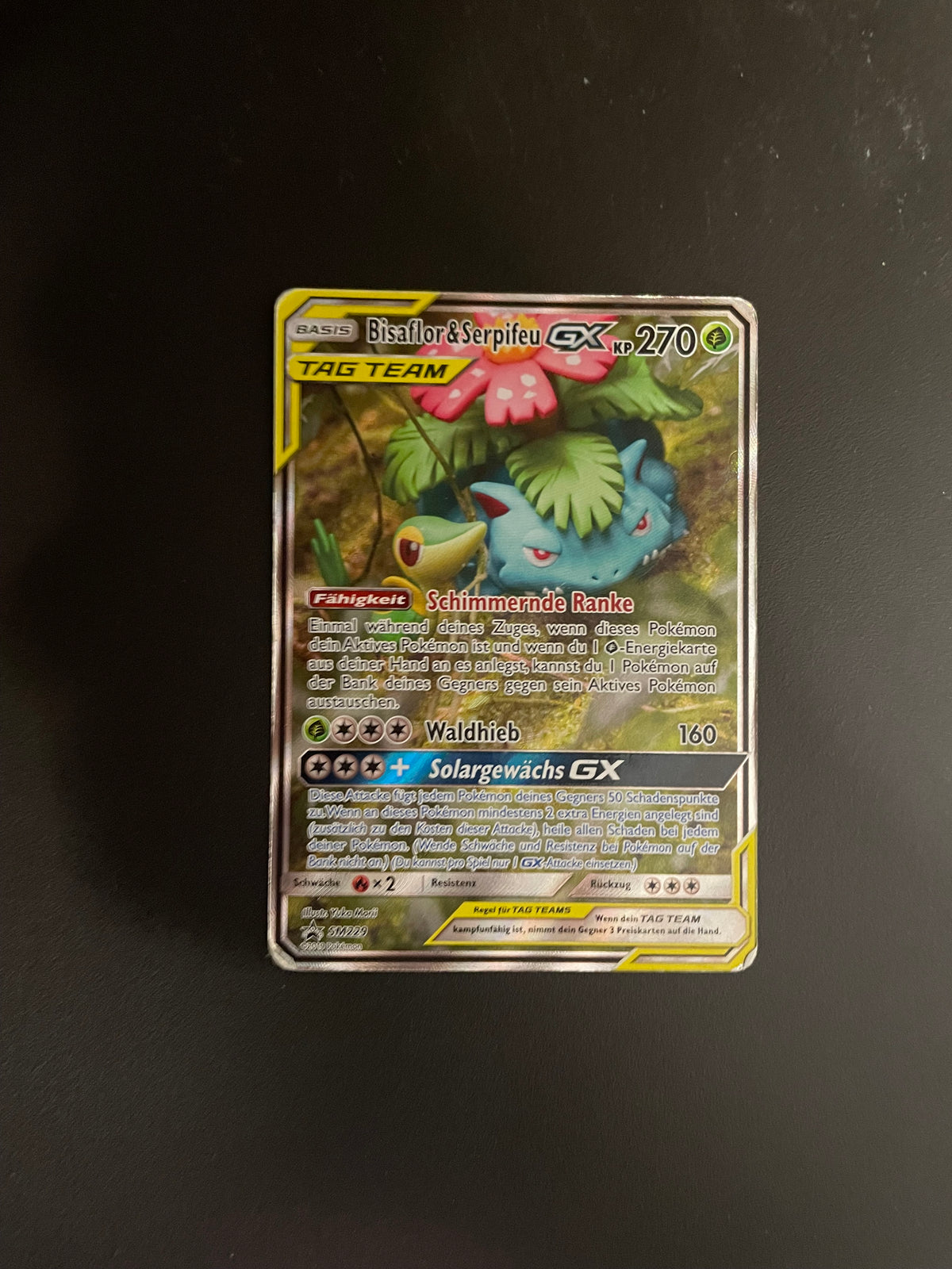 Pokemon Karte GX Tag Team Promo Bisaflor & Serpifeu SM229 Deutsch