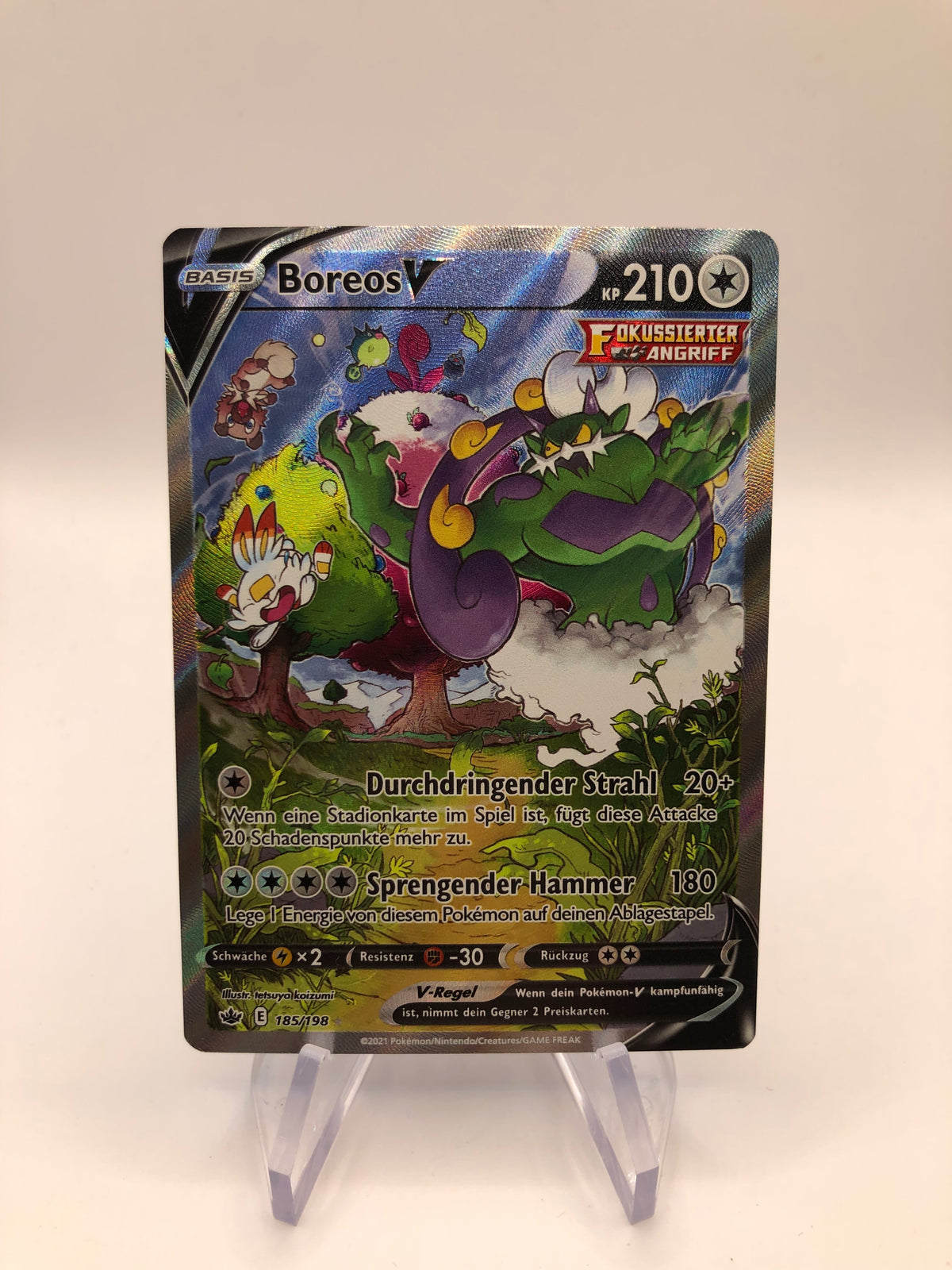Pokemon Karte Alt-Art V Boreos 185/198 Deutsch