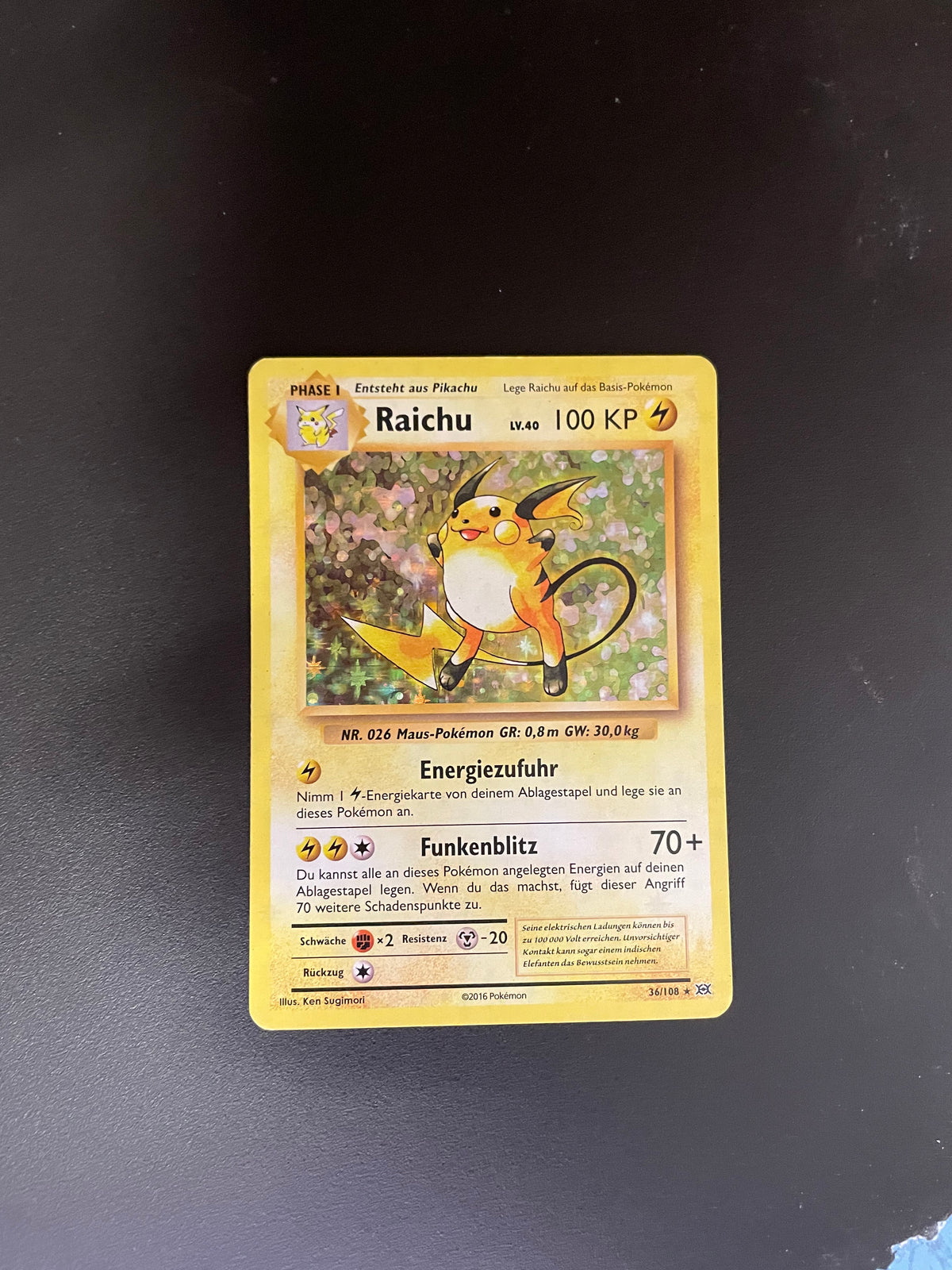 Pokemon Karte Holo Raichu 36/108 Deutsch