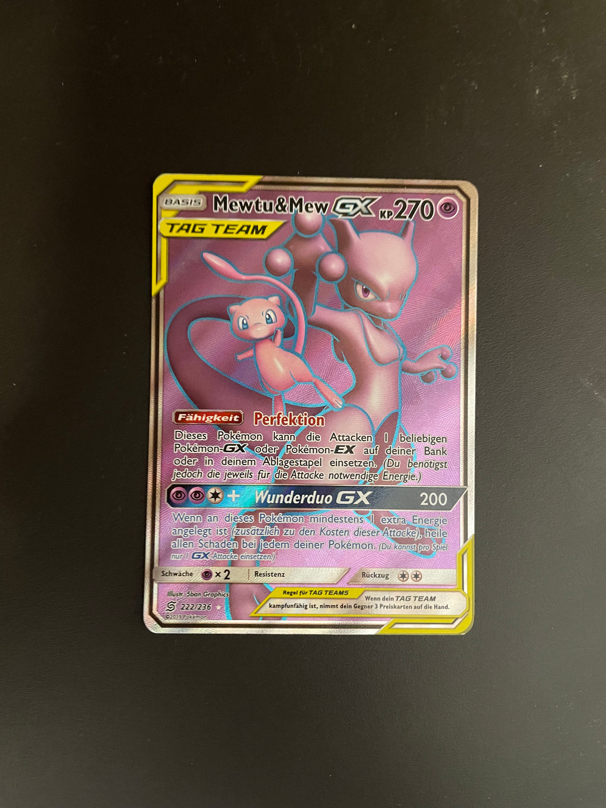 Pokemon Karte GX Tag Team Mewtu&Mew 222/236 Deutsch