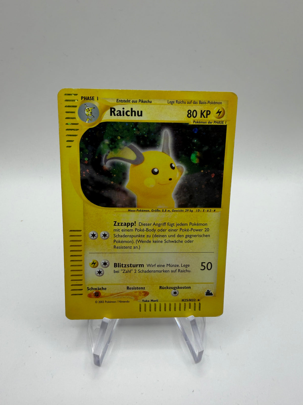 Pokemon Karte E-Serie Holo Raichu H25/H32 Deutsch