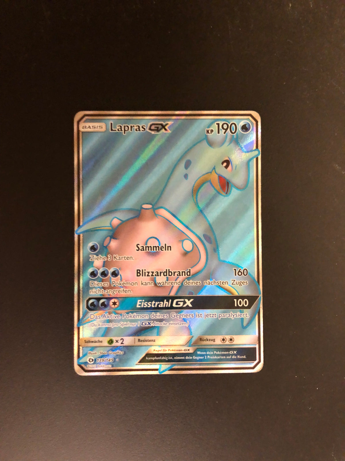 Pokemon Karte GX Fullart Lapras 139/149 Deutsch