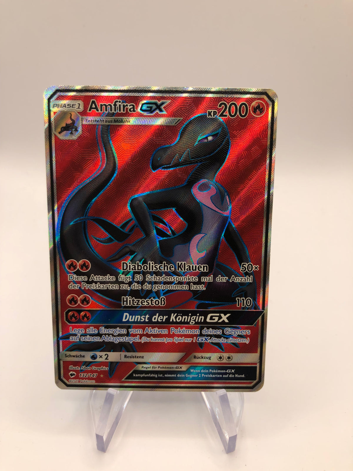 Pokemon Karte GX Fullart Amfira 132/147 Deutsch