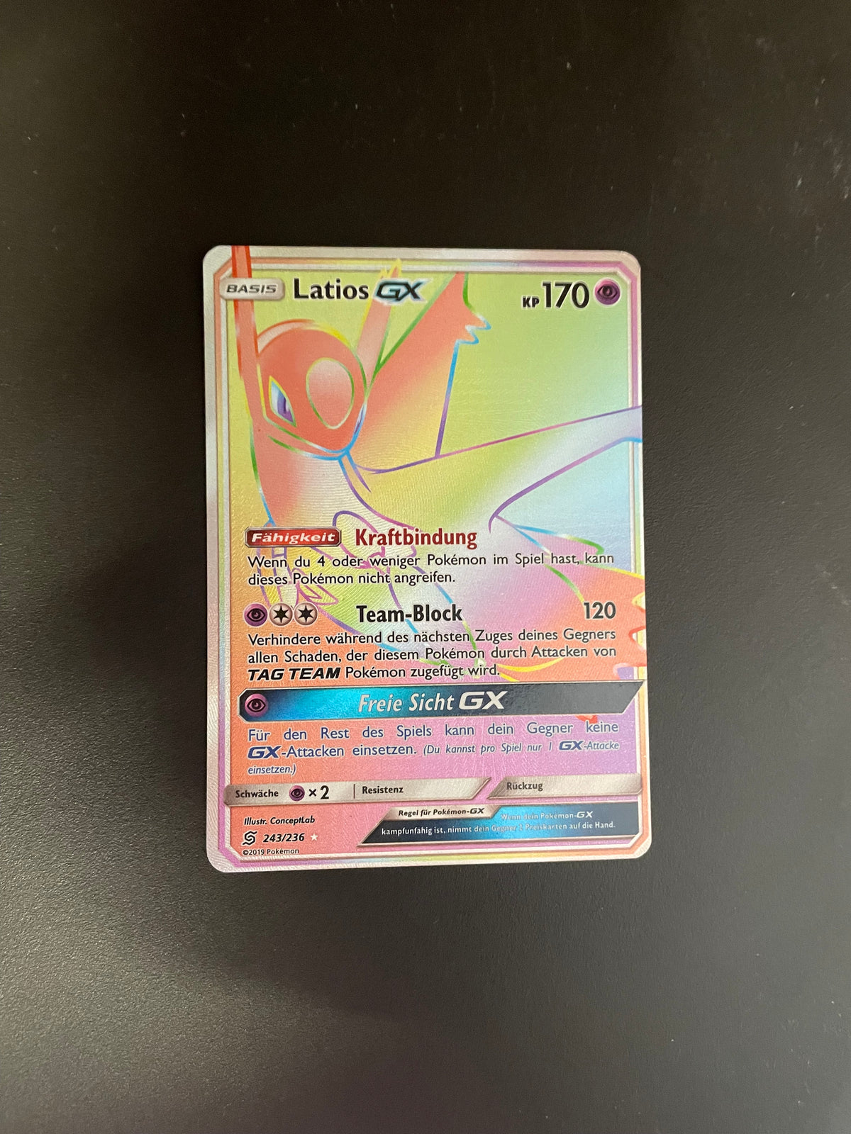 Pokemon Karte GX Rainbow Latios 243/236 Deutsch