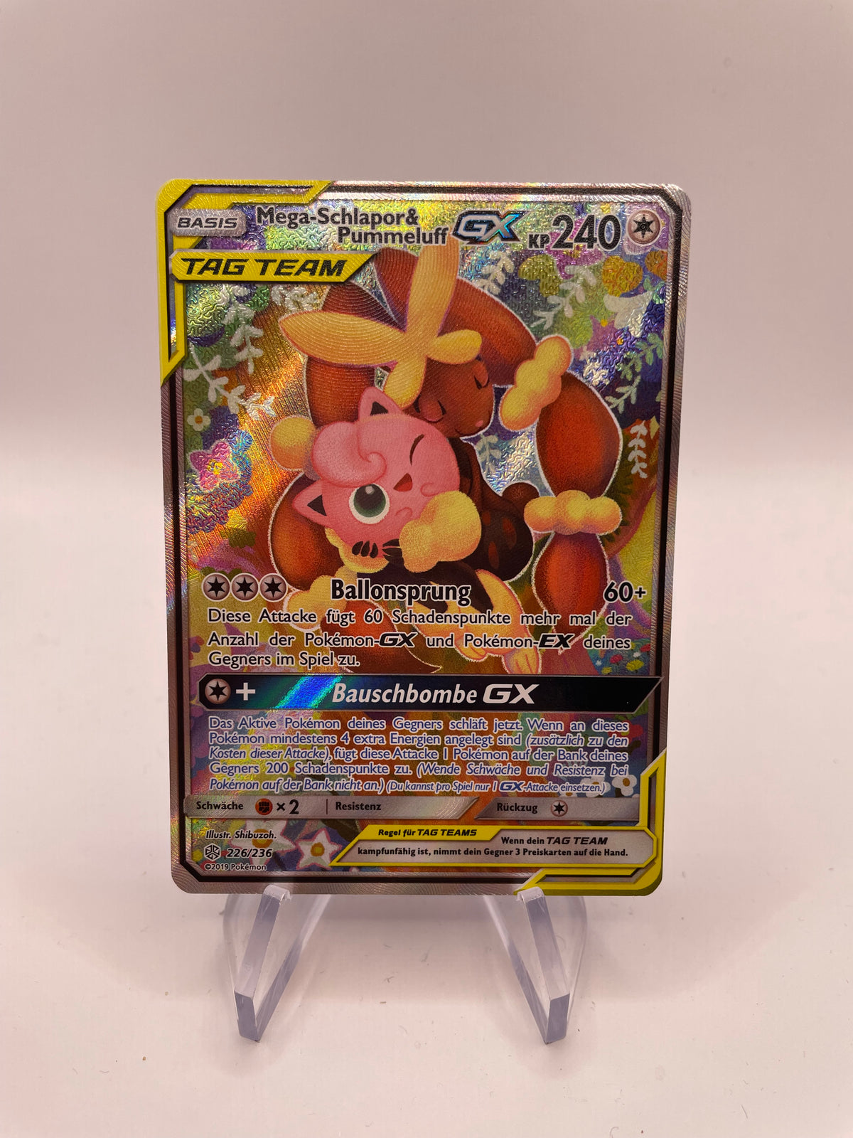 Pokemon Karte GX Tag Team Mega-Schlapor & Pummeluff 226/236 Deutsch