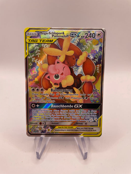 Pokemon Karte GX Tag Team Mega-Schlapor & Pummeluff 226/236 Deutsch