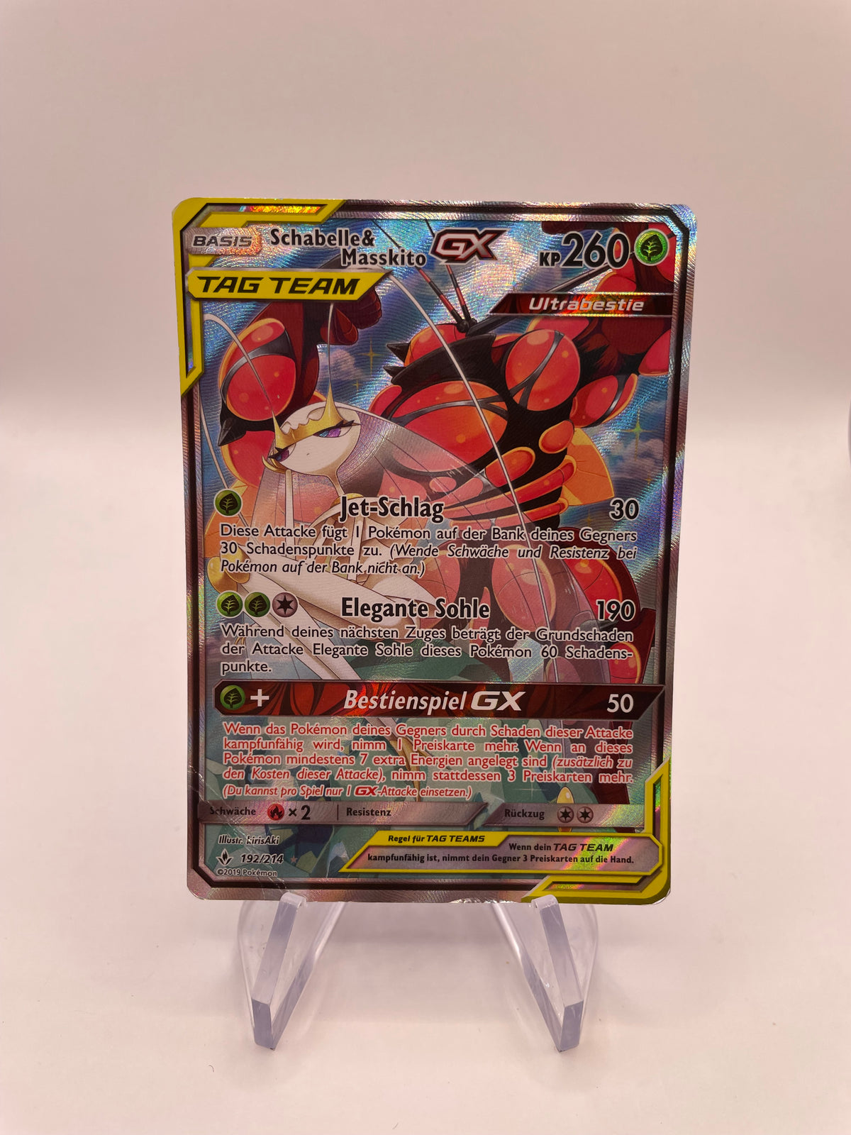 Pokemon Karte GX Tag Team Schabelle & Masskito 192/214 Deutsch