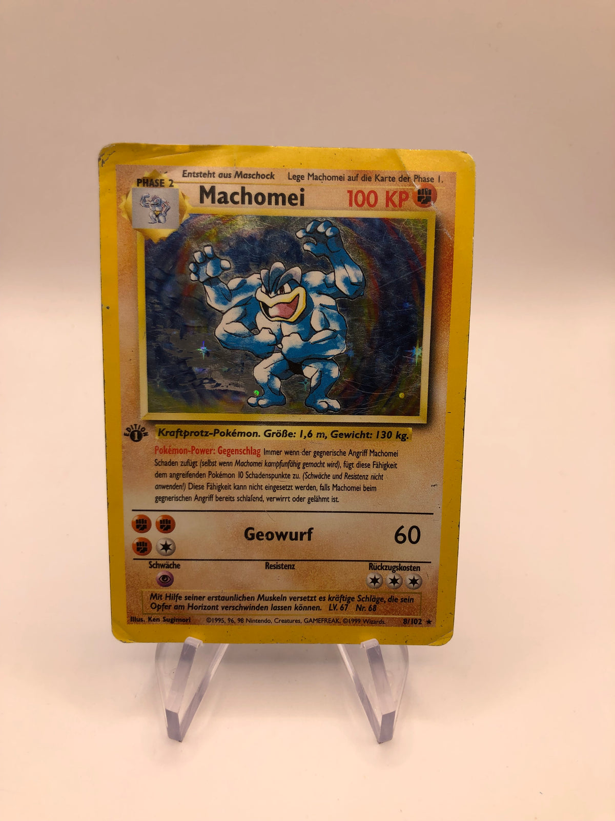 Pokemon Karte Holo 1.Edition Base Set Machomei Deutsch