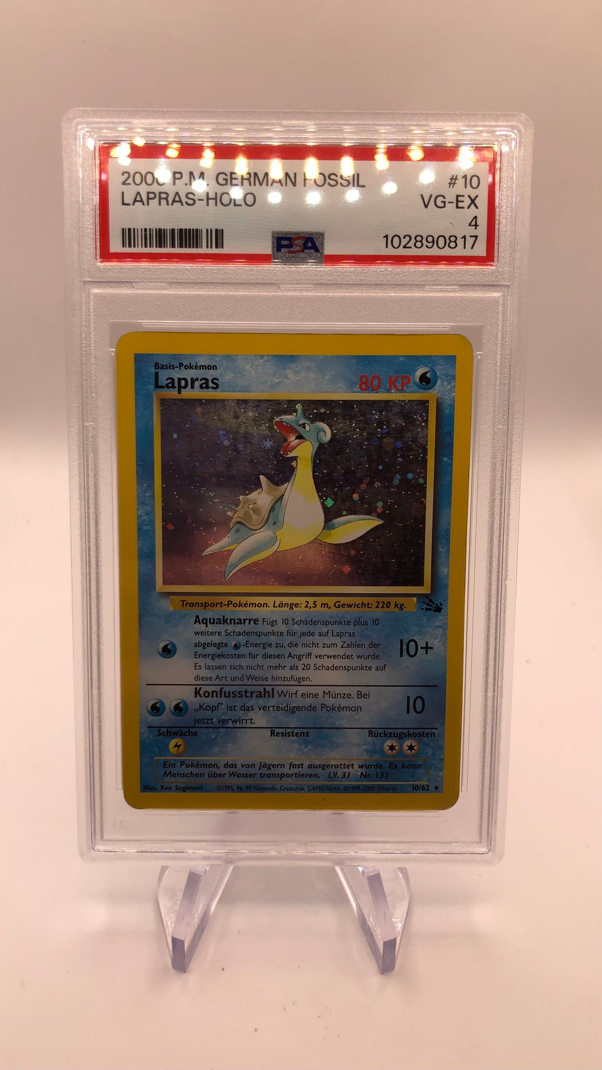 Pokemon Karte PSA 4 Holo Lapras 10/62 Deutsch