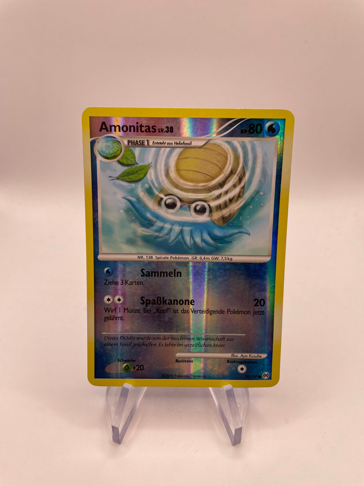 Pokémon Karte Holo Amonitas 70/99 Deutsch