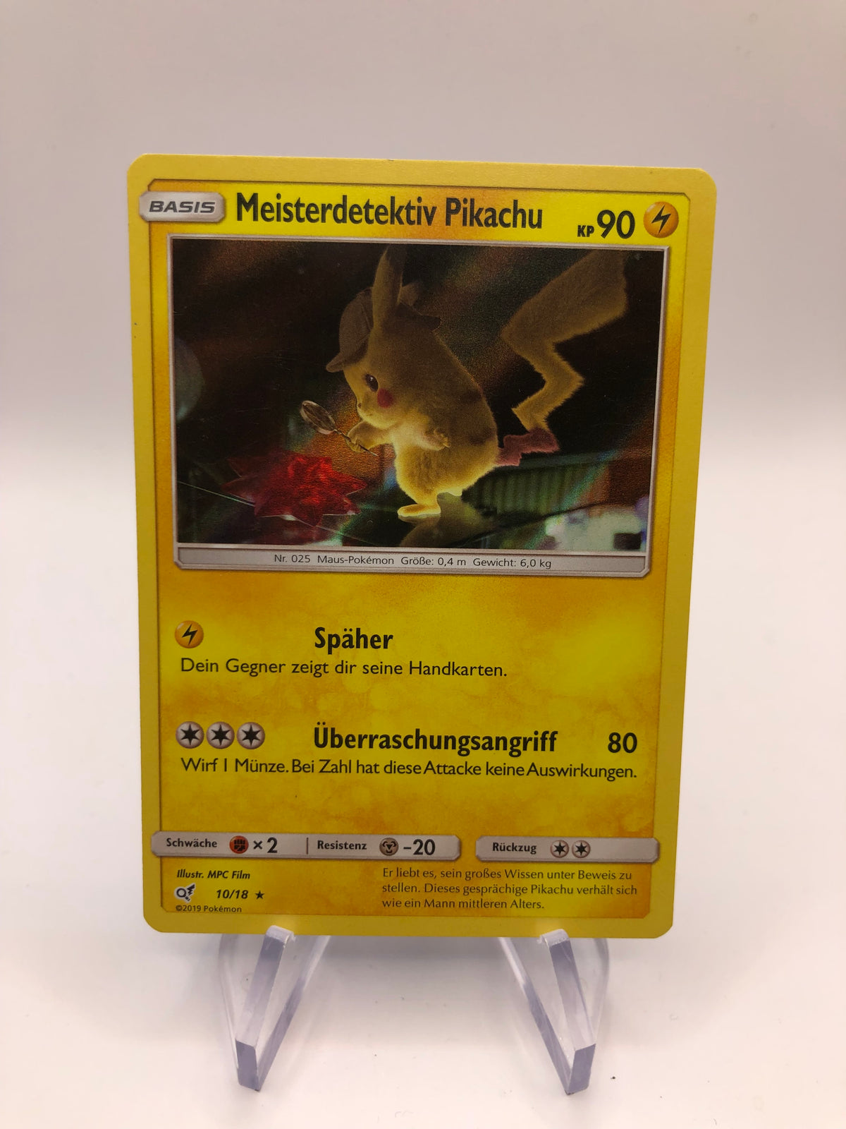Pokemon Karte Holo Meisterdetektiv Pikachu 10/18 Deutsch