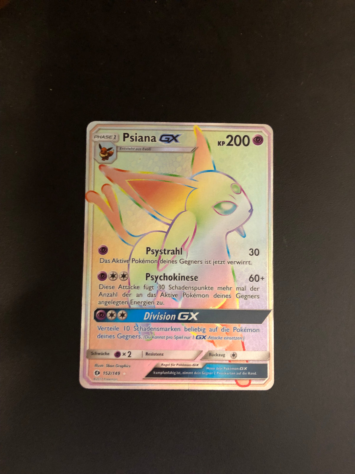 Pokemon Karte GX Rainbow Psiana 152/149 Deutsch