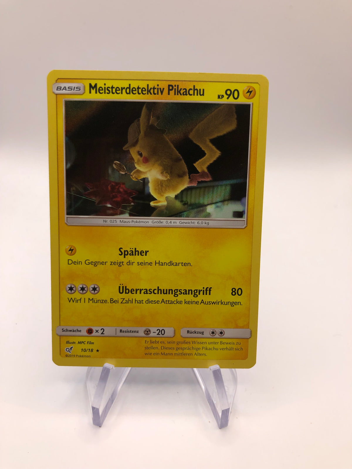 Pokemon Karte Holo Meisterdetektiv Pikachu 10/18 Deutsch