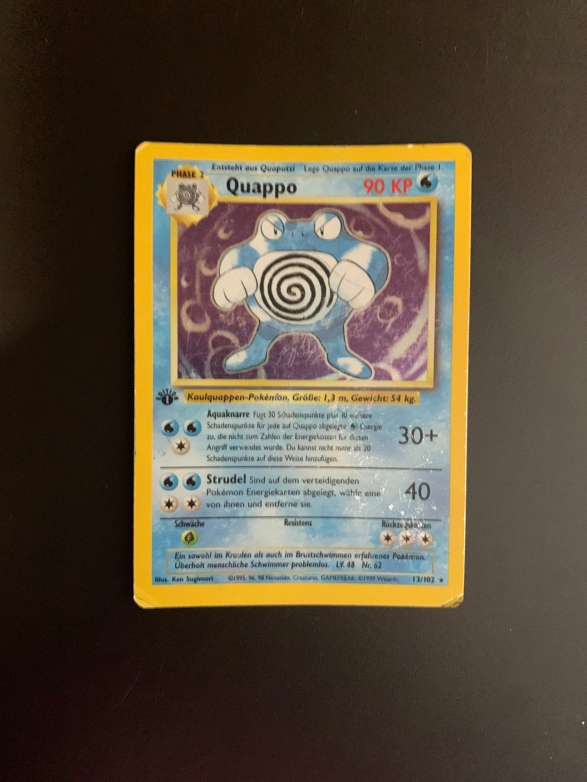 Pokemon Karte Holo Base Set 1.Edition Quappo 13/102 Deutsch